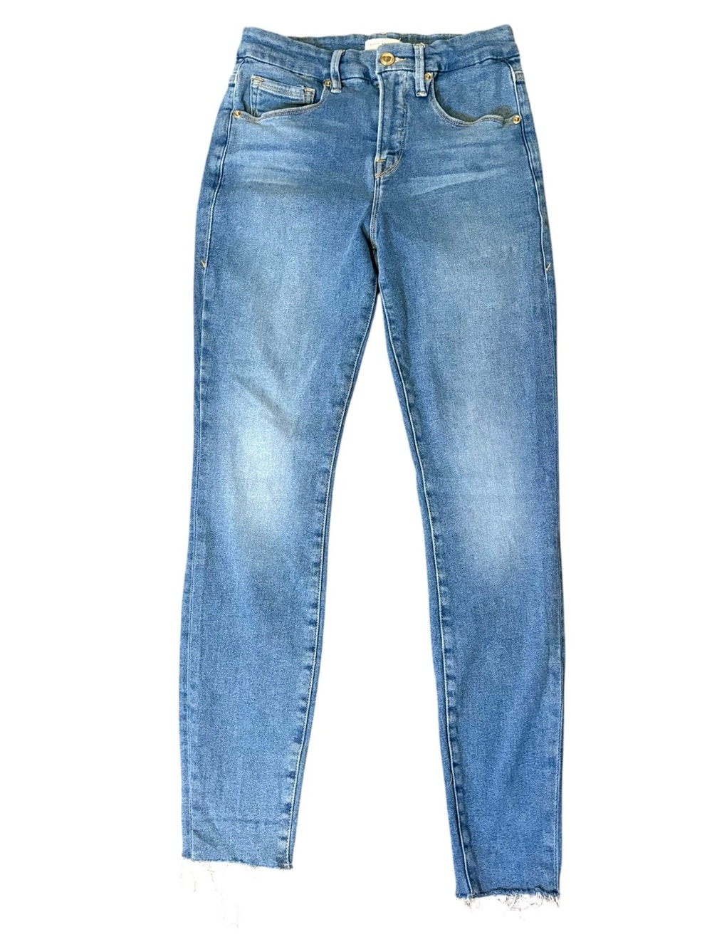 Good American Good Legs Skinny Jeans in Blue 655 Medium Wash  Size 6/28 Raw Hem